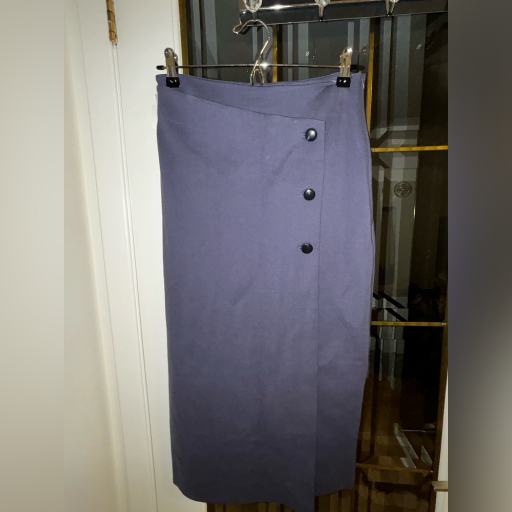 Babaton Purple Pencil Skirt with Buttons